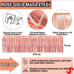 Parlak Saçaklı Işıltılı Masa Eteği 75cm x 275cm - Rose Gold