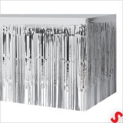 Parlak Saçaklı Işıltılı Masa Eteği 75cm x 275cm - Gümüş