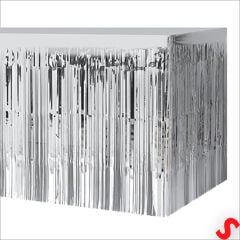 Parlak Saçaklı Işıltılı Masa Eteği 75cm x 275cm - Gümüş