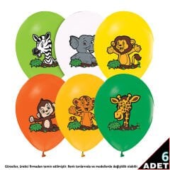 Safari Temalı 30cm Balon - 6 Adet