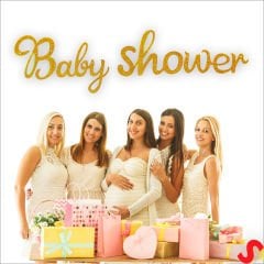 Baby Shower Simli Folyo Karton Banner, 90 cm - Altın