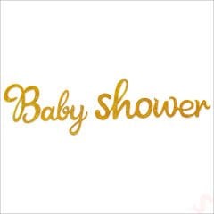 Baby Shower Simli Folyo Karton Banner, 90 cm - Altın
