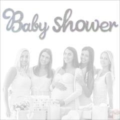 Baby Shower Simli Folyo Karton Banner, 90 cm - Gümüş