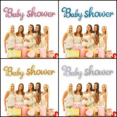 Baby Shower Simli Folyo Karton Banner, 90 cm - Gümüş