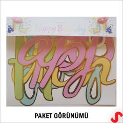 Happy Birthday Makaron Karton Banner, 2 mt