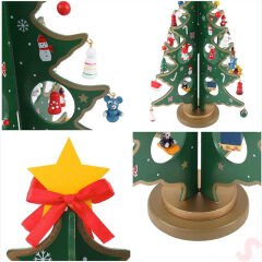 20 Parça SüSLü Ahşap 27cm Mini Yılbaşı Ağaç Seti - Yeşil