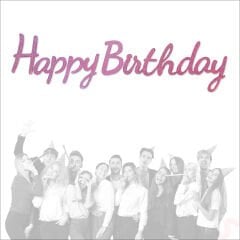 Happy Birthday Simli Folyo Karton Banner, 2 mt - Pembe