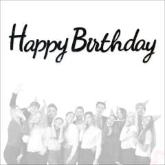 Happy Birthday Simli Folyo Karton Banner, 2 mt - Siyah