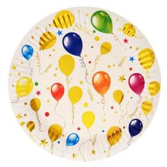 Varak Baskılı, Uçan Balonlar Karton Tabak, 23 cm - 8 Adet