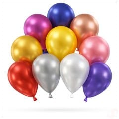 Metalik Parlak Balon, 30 cm x 10 Adet - Çok Renkli
