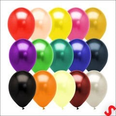 Metalik Parlak Balon, 30 cm x 10 Adet - Çok Renkli