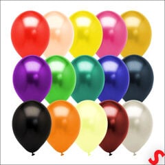 Metalik Parlak Balon, 30 cm x 10 Adet - Çok Renkli