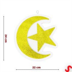 Ramazan Ay Yıldız Strafor SüS, 24cm x 22cm - Altın
