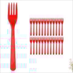 Plastik Çatal, Kırmızı - 24 Adet