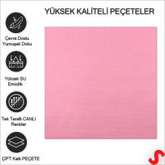 Pembe Peçete - 33cm x 33cm - 20 Adet