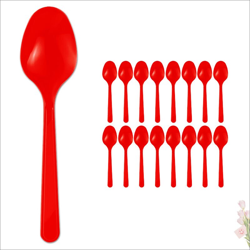 Plastik Kaşık, Kırmızı - 25 Adet