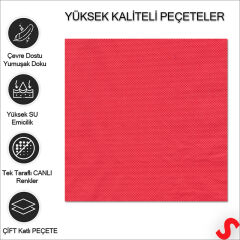 Kırmızı Peçete - 33cm x 33cm - 20 Adet