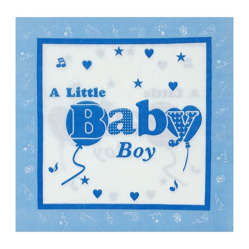 Baby Shower Peçete, Mavi - 33 x 33 cm - 20 Adet
