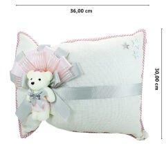 Takı Yastığı, Keten Kumaş Pembe & Gümüş