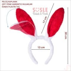 Tavşan Kulağı Pelüş Taç - Kırmızı