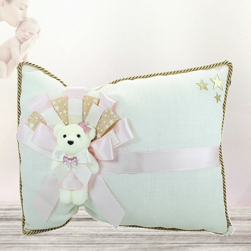 Takı Yastığı, Keten Kumaş Pembe & Altın