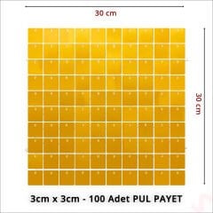 Işıltılı Pul Payetli Arka Fon Paneli, 30cm x 30cm - Altın