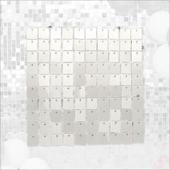 Işıltılı Pul Payetli Arka Fon Paneli, 30cm x 30cm - Gümüş