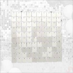 Işıltılı Pul Payetli Arka Fon Paneli, 30cm x 30cm - Gümüş