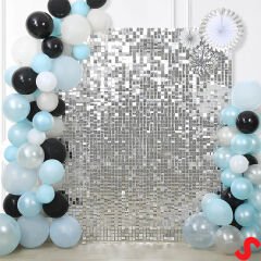 Işıltılı Pul Payetli Arka Fon Paneli, 30cm x 30cm - Gümüş