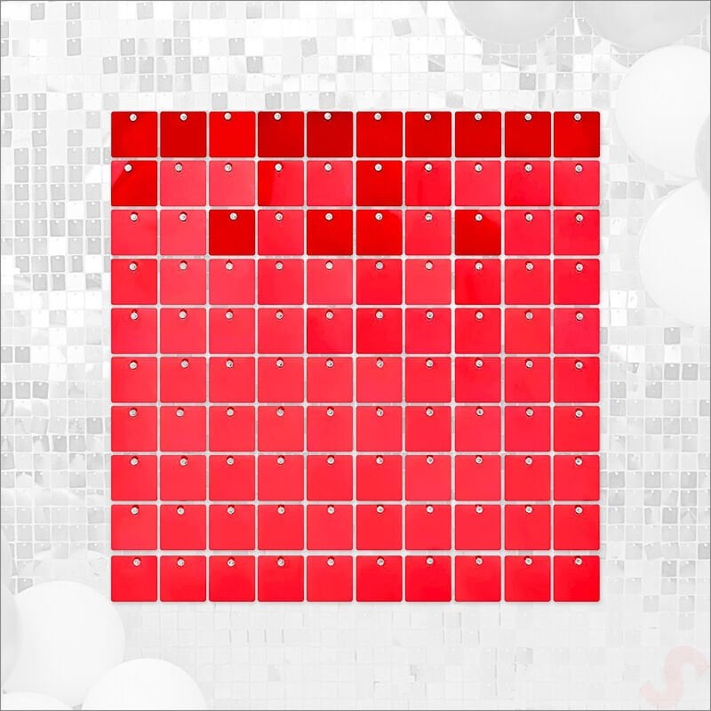 Işıltılı Pul Payetli Arka Fon Paneli, 30cm x 30cm - Kırmızı