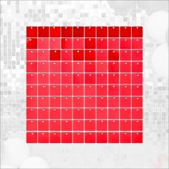 Işıltılı Pul Payetli Arka Fon Paneli, 30cm x 30cm - Kırmızı