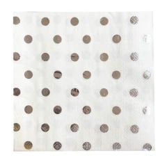 Varak Baskılı Puanlı Peçete, Gümüş - 33 x 33 cm - 10 Adet