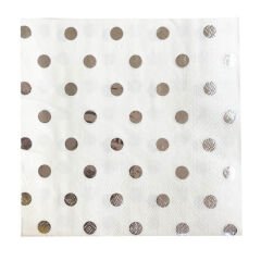 Varak Baskılı Puanlı Peçete, Gümüş - 33 x 33 cm - 10 Adet