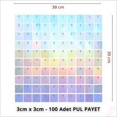 Işıltılı Pul Payetli Arka Fon Paneli, 30cm x 30cm - Rainbow