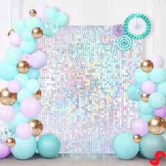 Işıltılı Pul Payetli Arka Fon Paneli, 30cm x 30cm - Rainbow