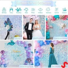 Işıltılı Pul Payetli Arka Fon Paneli, 30cm x 30cm - Rainbow