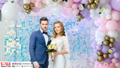 Işıltılı Pul Payetli Arka Fon Paneli, 30cm x 30cm - Rainbow