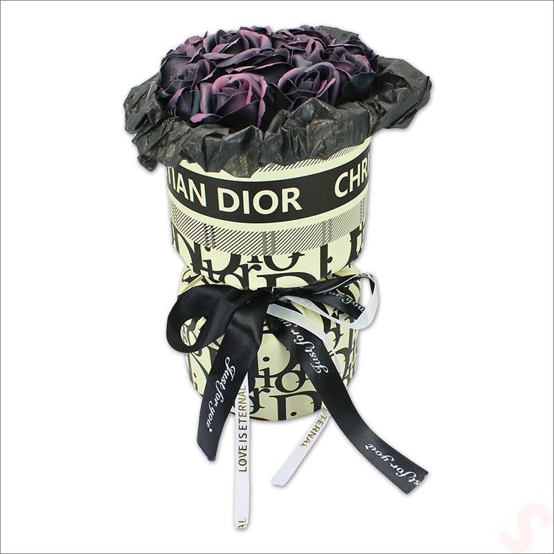 PVC Kutulu Özel Siyah Lüks Yapay GÜL Buketi - 30cm x 15cm