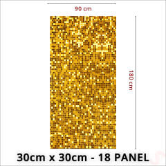 Işıltılı Pul Payetli Arka Fon Paneli, 90cm x 180cm - Altın