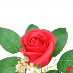 PVC Kutulu Cipsolu Yapay Kırmızı GÜL - 25cm x 7cm