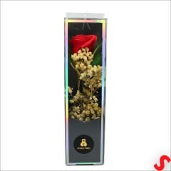 PVC Kutulu Cipsolu Yapay Kırmızı GÜL - 25cm x 7cm