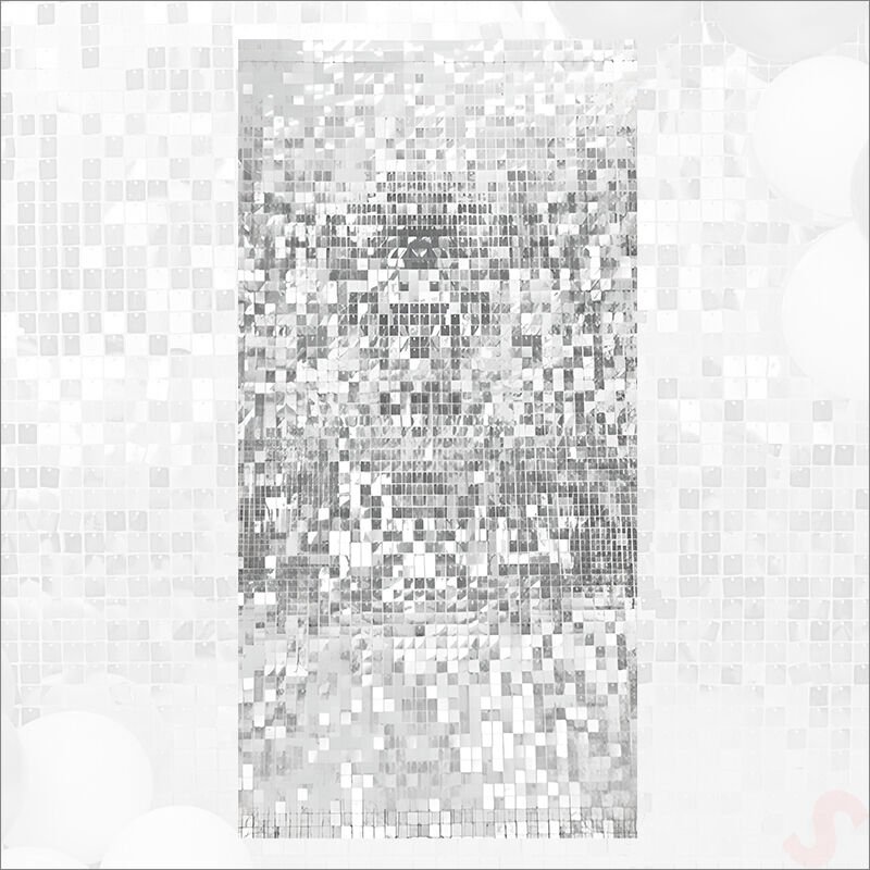 Işıltılı Pul Payetli Arka Fon Paneli, 90cm x 180cm - Gümüş