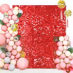 Işıltılı Pul Payetli Arka Fon Paneli, 90cm x 180cm - Kırmızı