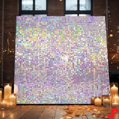 Işıltılı Pul Payetli Arka Fon Paneli, 90cm x 180cm - Rainbow