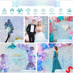 Işıltılı Pul Payetli Arka Fon Paneli, 90cm x 180cm - Rainbow