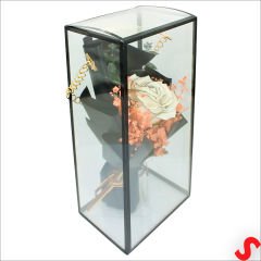 PVC Kutulu Beyaz Lüks Güllü Kuru Çiçek Buketi,26cmx12cm