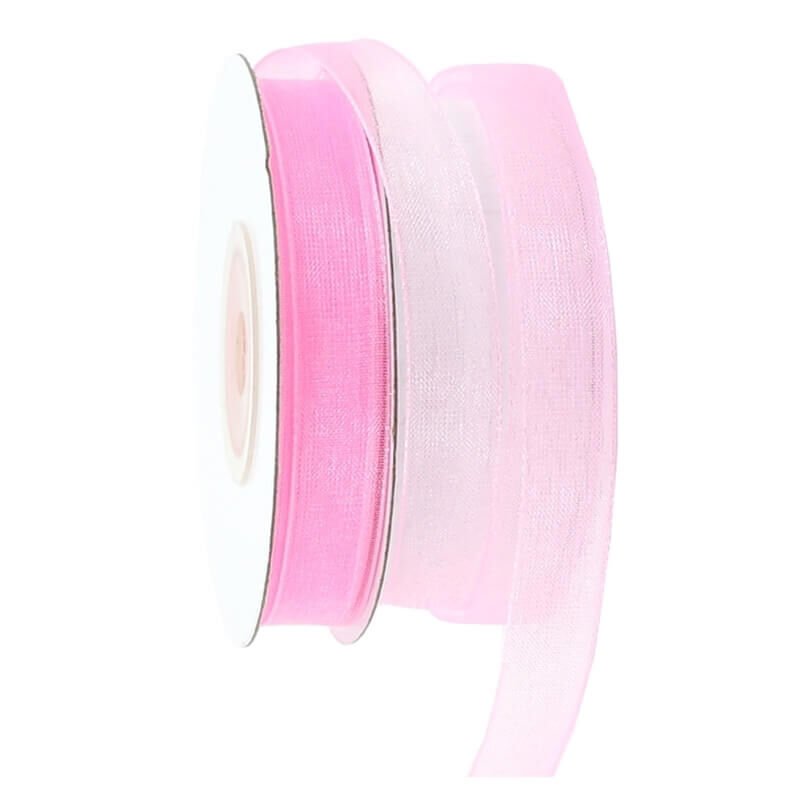 Organze Kurdele, 1,00 cm x 23 mt -  6 Renk Seçenekli - PEMBE