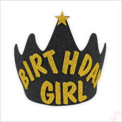 Birthday Girl Taç, Siyah - Altın, 1 Adet