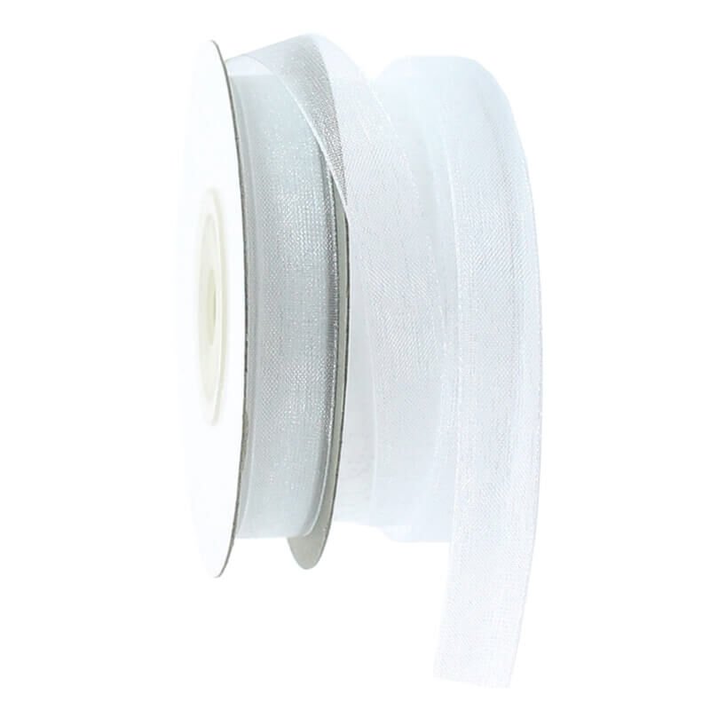 Organze Kurdele, 1,00 cm x 23 mt -  6 Renk Seçenekli - BEYAZ