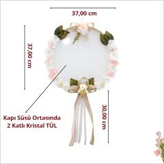 Çiçekli ve Ayıcıklı 37cm Kasnak Kapı Süsü